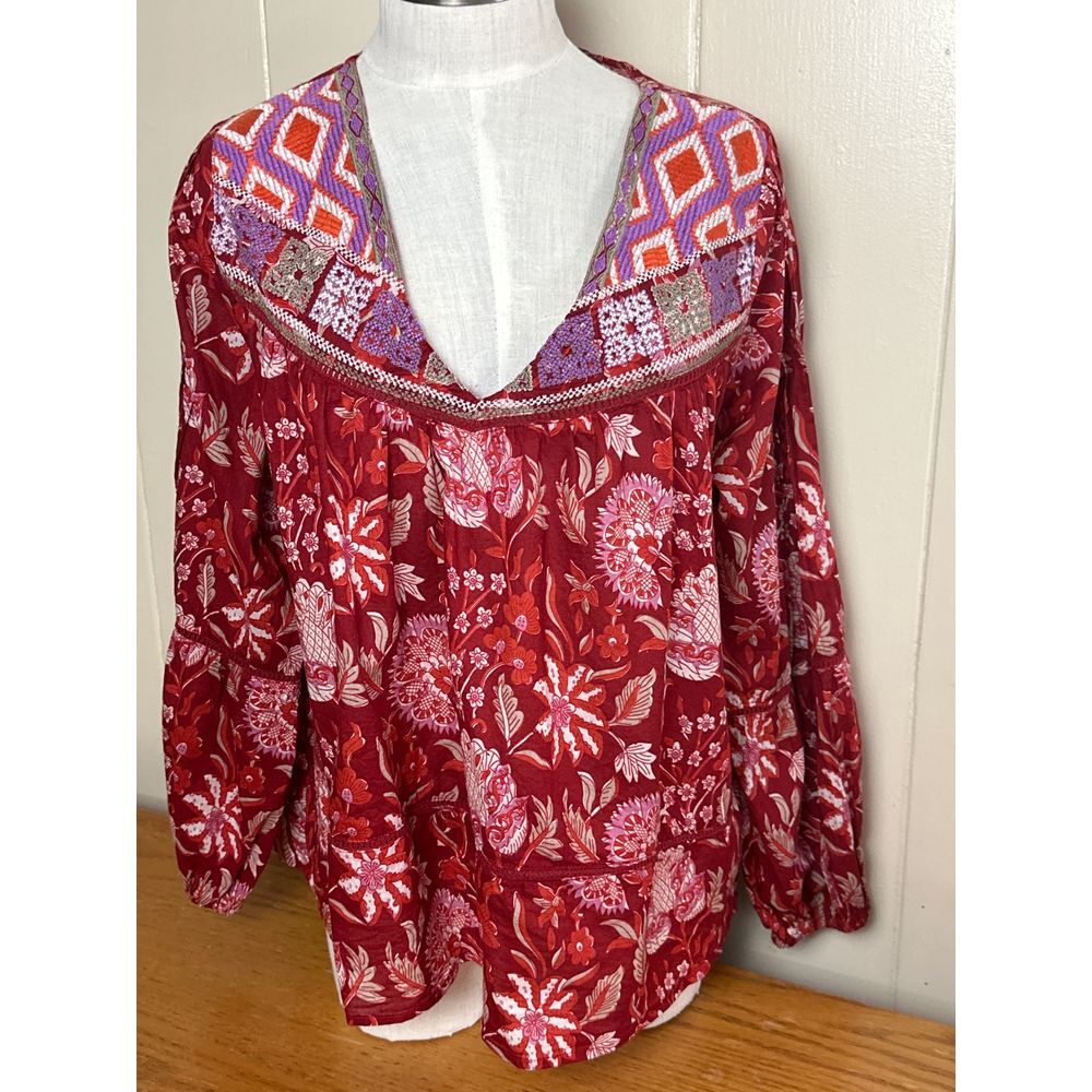 Rachel‎ Zoe Top Women's Small Long Sleeve V Neck Floral